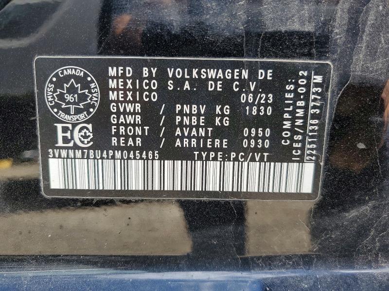54782806 :رقم المزاد ، 3VWNM7BU4PM045465 vin ، 2023 Volkswagen Jetta مزاد بيع