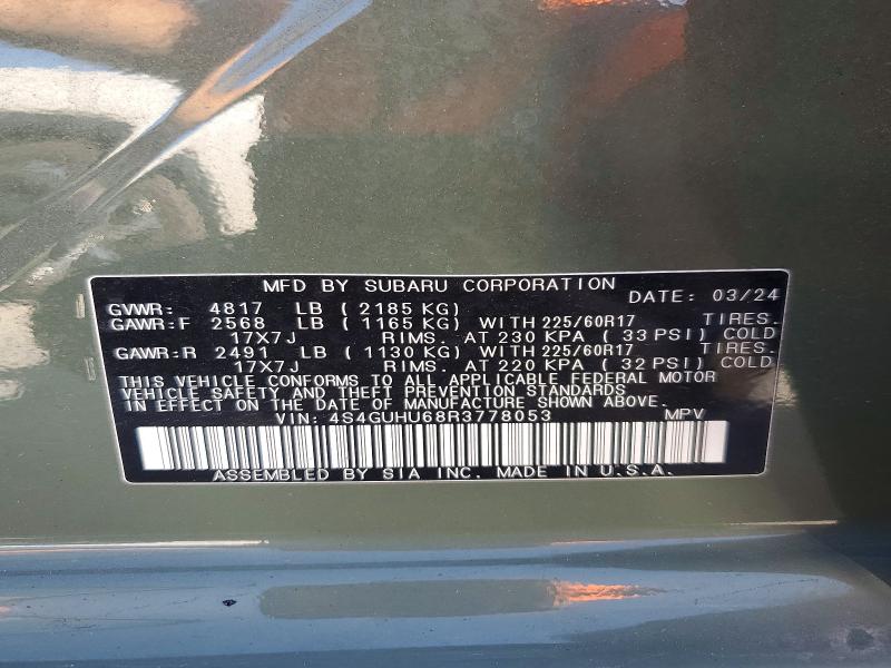 Продажа на аукционе авто 2024 Subaru Crosstrek, vin: 4S4GUHU68R3778053, номер лота: 57328896