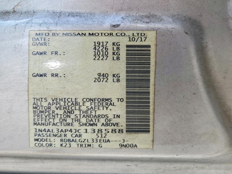 79134305 :رقم المزاد ، 1N4AL3AP4JC138588 vin ، 2018 Nissan Altima مزاد بيع