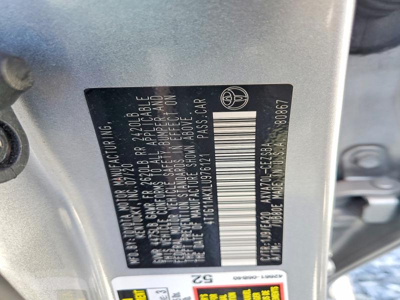 Продажа на аукционе авто 2020 Toyota Camry, vin: 4T1G11AKXLU976121, номер лота: 58284476