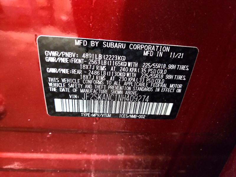 Продажа на аукционе авто 2022 Subaru Forester, vin: JF2SKANC1NH409274, номер лота: 56441036