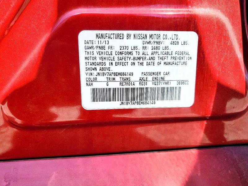 2014 Infiniti Q50 მანქანა იყიდება აუქციონზე, vin: JN1BV7AP8EM684149, აუქციონის ნომერი: 58143096
