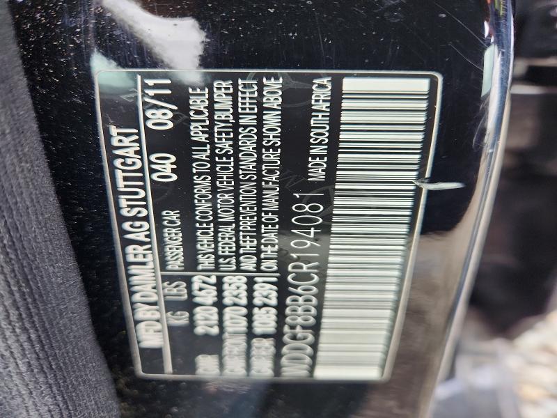Aukcja sprzedaży 2012 Mercedes-benz C, vin: WDDGF8BB6CR194081, numer aukcji: 56765916
