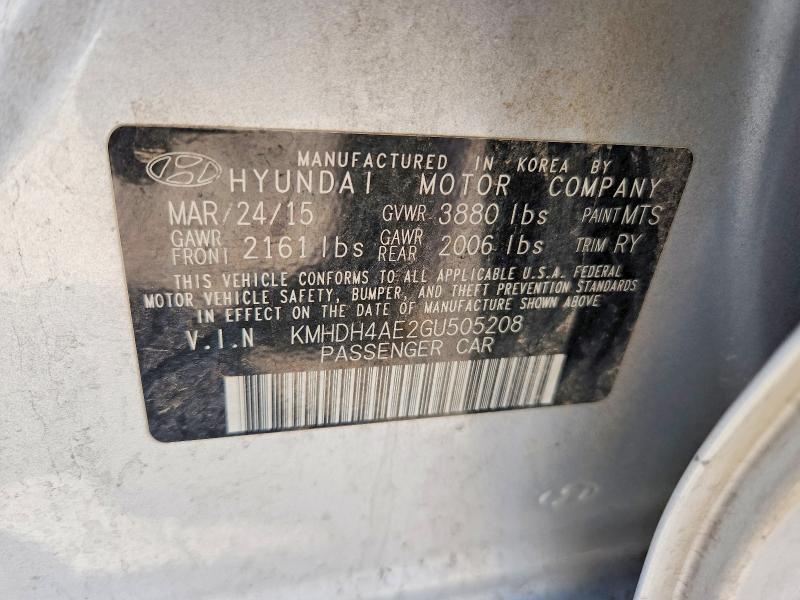 Продаж на аукціоні авто 2016 Hyundai Elantra, vin: KMHDH4AE2GU505208, номер лоту: 56531156