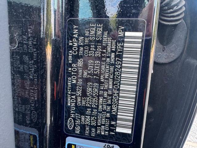 58848386 :رقم المزاد ، KM8SRDHF0JU282497 vin ، 2018 Hyundai Santa Fe مزاد بيع