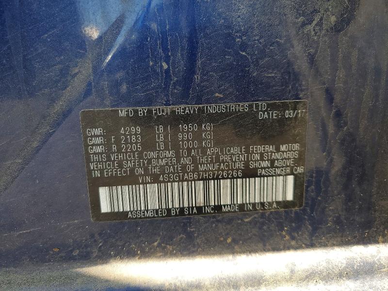 Aukcja sprzedaży 2017 Subaru Impreza, vin: 4S3GTAB67H3726266, numer aukcji: 55408646