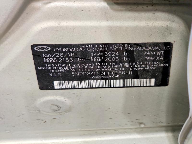 Продажа на аукционе авто 2017 Hyundai Elantra, vin: 5NPD84LF3HH015656, номер лота: 57616436