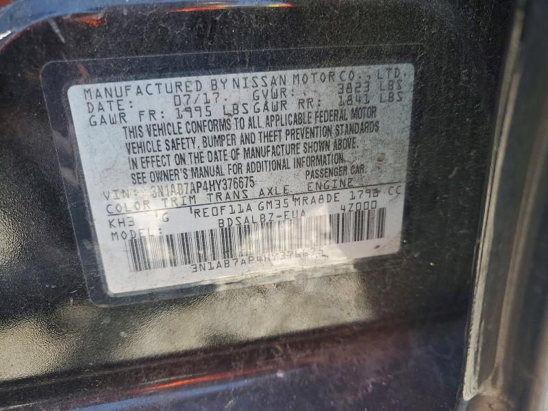 Продажа на аукционе авто 2017 Nissan Sentra, vin: 3N1AB7AP4HY376675, номер лота: 58473626