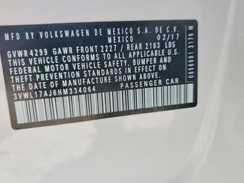 Продажа на аукционе авто 2017 Volkswagen Jetta, vin: 3VWL17AJ6HM334064, номер лота: 85452245