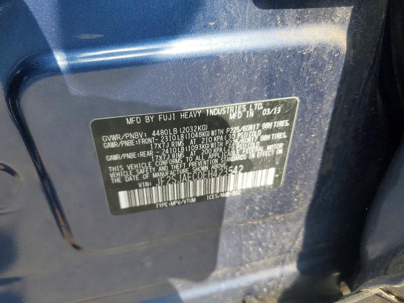 2014 Subaru Forester მანქანა იყიდება აუქციონზე, vin: JF2SJAEC0EH423542, აუქციონის ნომერი: 56573596