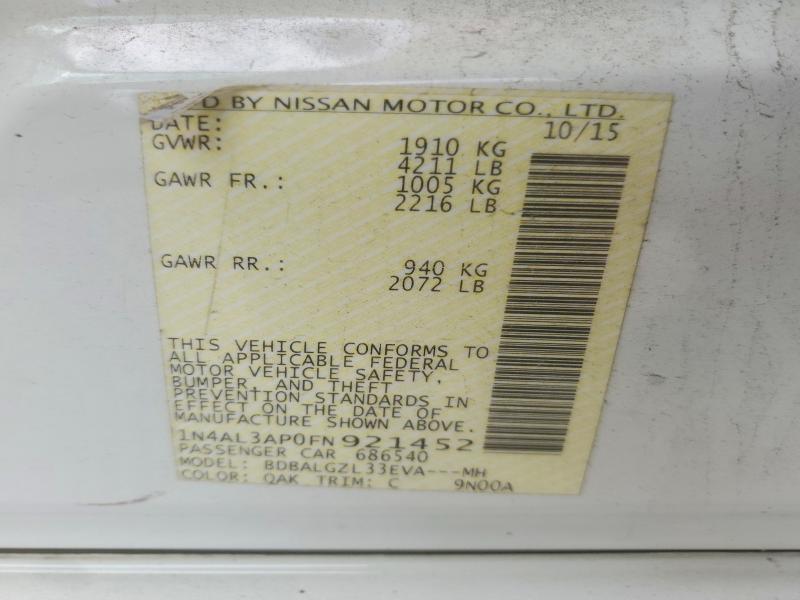 Продаж на аукціоні авто 2015 Nissan Altima, vin: 1N4AL3AP0FN921452, номер лоту: 58248456