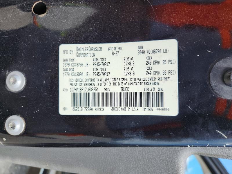 57351316 :رقم المزاد ، 1D7HA18P17J633754 vin ، 2007 Dodge Ram 1500 مزاد بيع