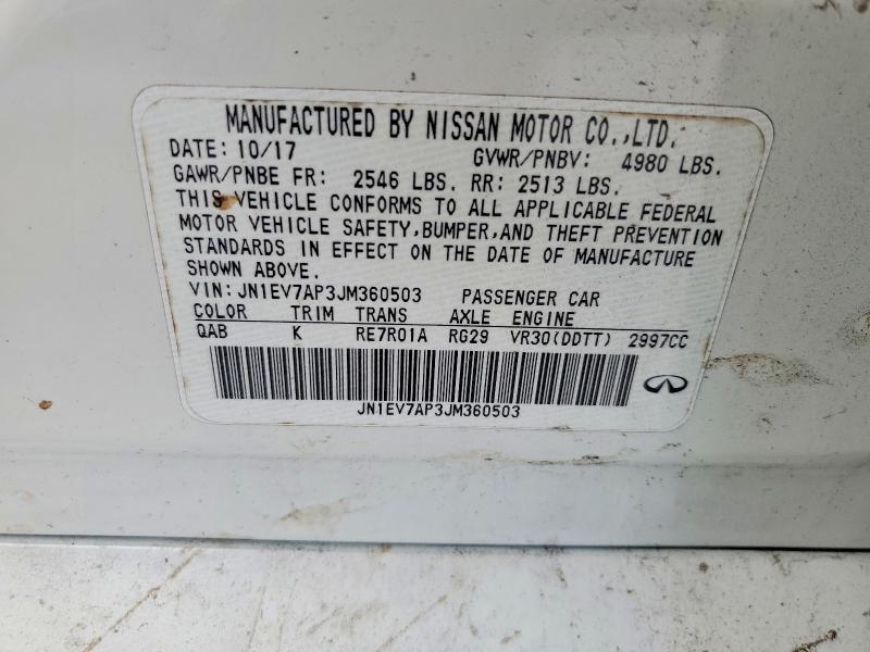 Aukcja sprzedaży 2018 Infiniti Q50, vin: JN1EV7AP3JM360503, numer aukcji: 58001126