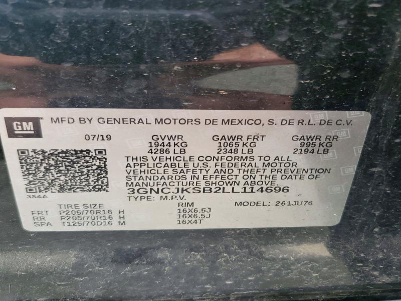 Продаж на аукціоні авто 2020 Chevrolet Trax, vin: 3GNCJKSB2LL114696, номер лоту: 57844896