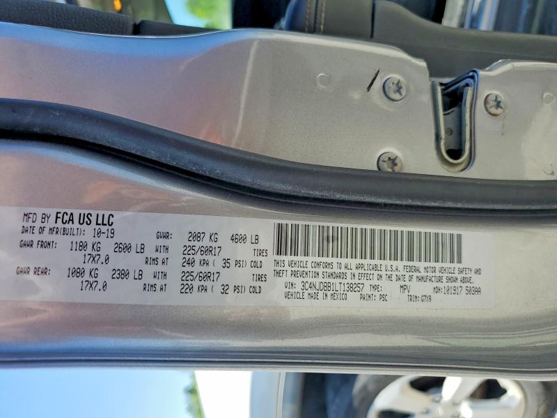 55422876 :رقم المزاد ، 3C4NJDBB1LT138257 vin ، 2020 Jeep Compass مزاد بيع