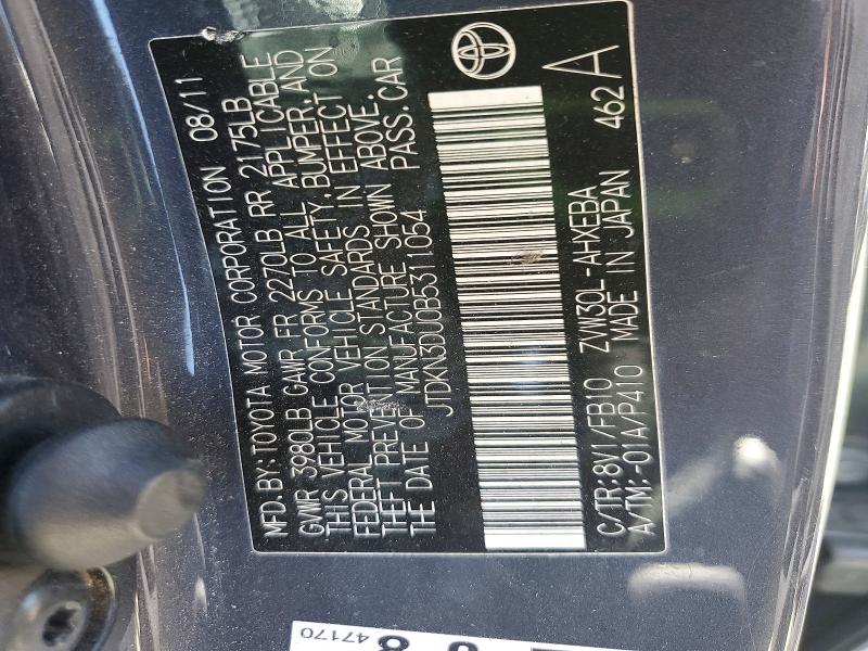 Продажа на аукционе авто 2011 Toyota Prius, vin: JTDKN3DU0B5311054, номер лота: 57445876