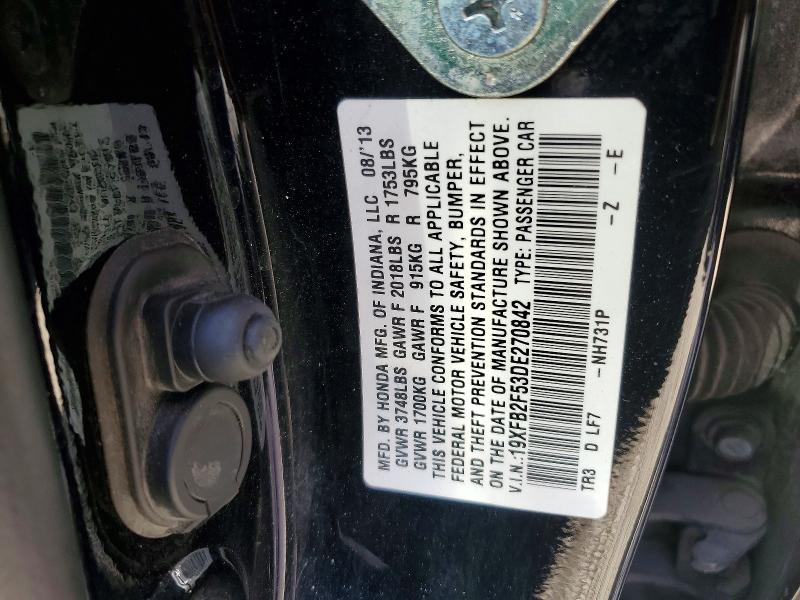 55942746 :رقم المزاد ، 19XFB2F53DE270842 vin ، 2013 Honda Civic مزاد بيع