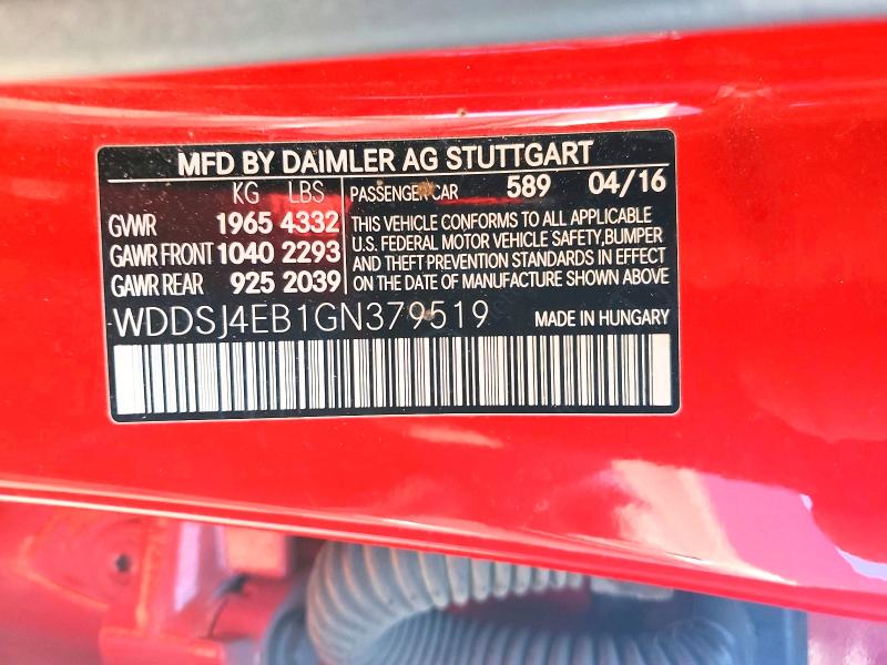57409196 :رقم المزاد ، WDDSJ4EB1GN379519 vin ، 2016 Mercedes-benz Cla مزاد بيع