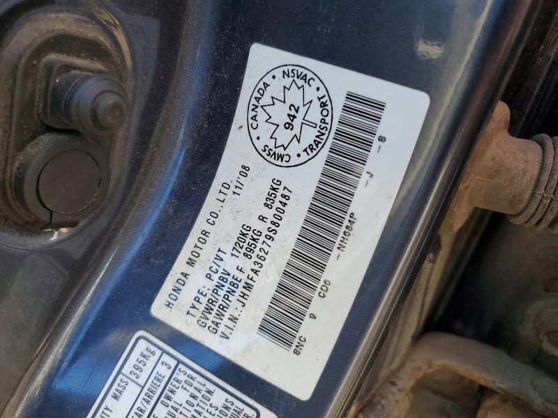 Aukcja sprzedaży 2009 Honda Civic, vin: JHMFA36279S800487, numer aukcji: 57996456