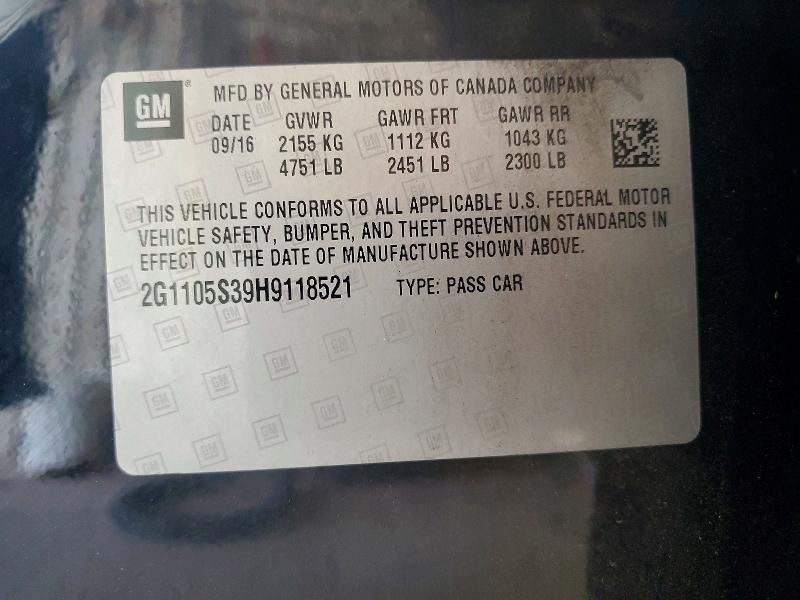 Продаж на аукціоні авто 2017 Chevrolet Impala, vin: 2G1105S39H9118521, номер лоту: 56695266