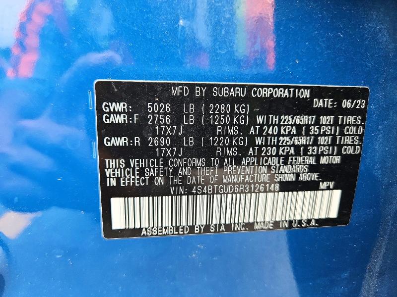 Продажа на аукционе авто 2024 Subaru Outback, vin: 4S4BTGUD6R3126148, номер лота: 55507036