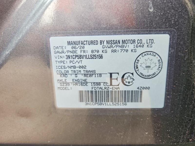Продажа на аукционе авто 2020 Nissan Kicks, vin: 3N1CP5BV1LL525156, номер лота: 56752566