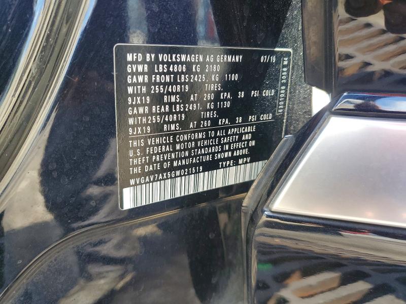 Aukcja sprzedaży 2016 Volkswagen Tiguan, vin: WVGAV7AX5GW021519, numer aukcji: 57296146