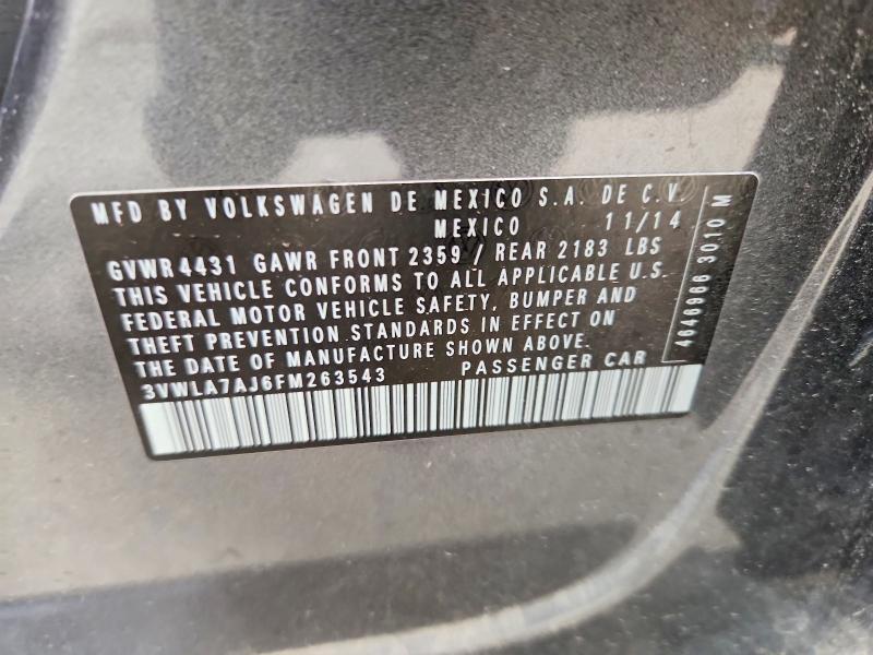Aukcja sprzedaży 2015 Volkswagen Jetta, vin: 3VWLA7AJ6FM263543, numer aukcji: 59621776