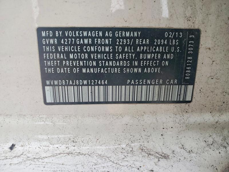 58812196 :رقم المزاد ، WVWDB7AJ8DW127464 vin ، 2013 Volkswagen Golf مزاد بيع
