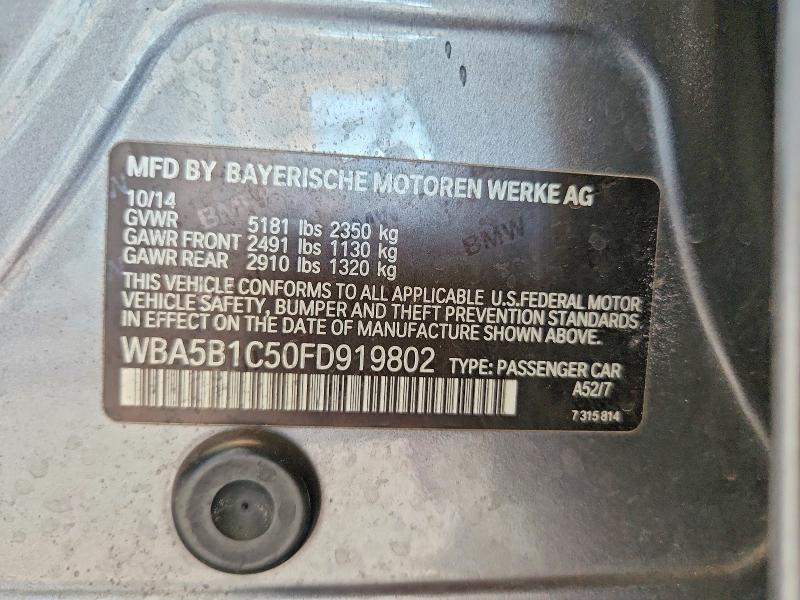 2015 Bmw 535 მანქანა იყიდება აუქციონზე, vin: WBA5B1C50FD919802, აუქციონის ნომერი: 55961726