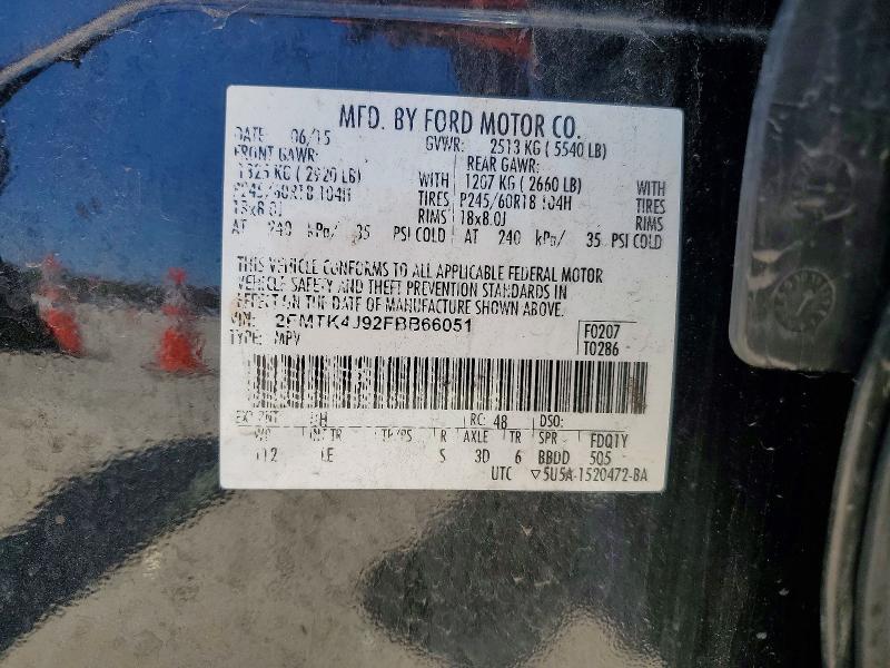 55907906 :رقم المزاد ، 2FMTK4J92FBB66051 vin ، 2015 Ford Edge مزاد بيع