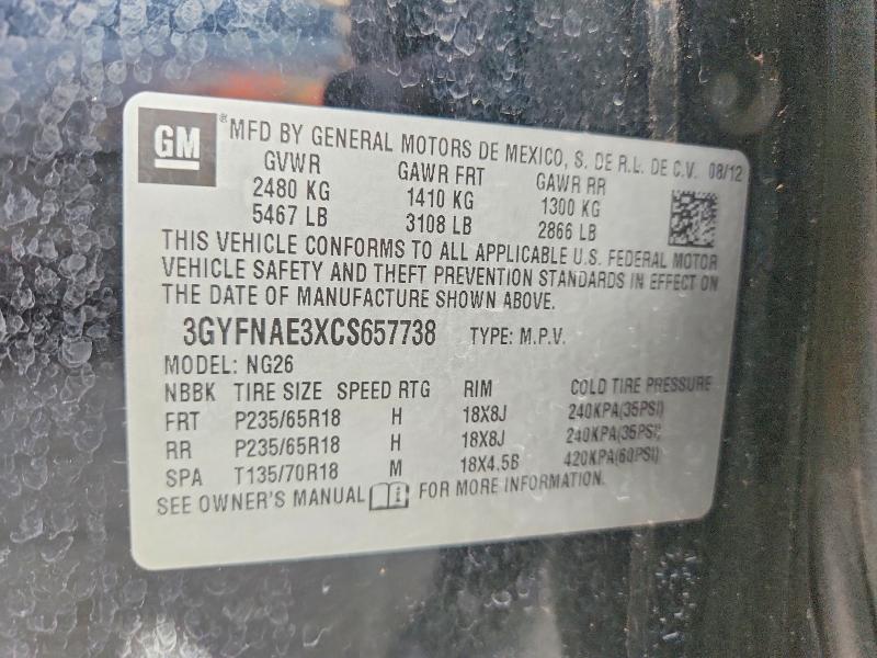 Aukcja sprzedaży 2012 Cadillac Srx, vin: 3GYFNAE3XCS657738, numer aukcji: 59006026