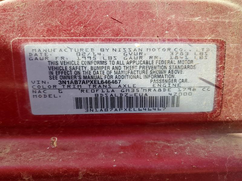 Aukcja sprzedaży 2014 Nissan Sentra, vin: 3N1AB7APXEL646467, numer aukcji: 55463536