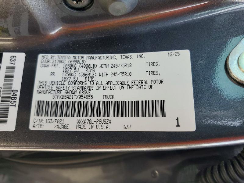 Auction sale of the 2026 Toyota Tundra, vin: 5TFKB5AB1TX054855, lot number: 56115856