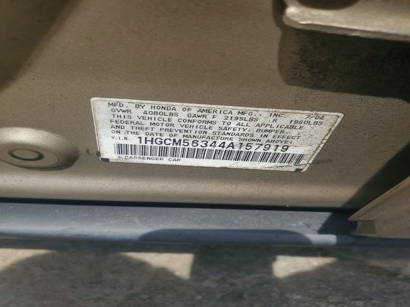 Продаж на аукціоні авто 2004 Honda Accord, vin: 1HGCM56344A157919, номер лоту: 56441326