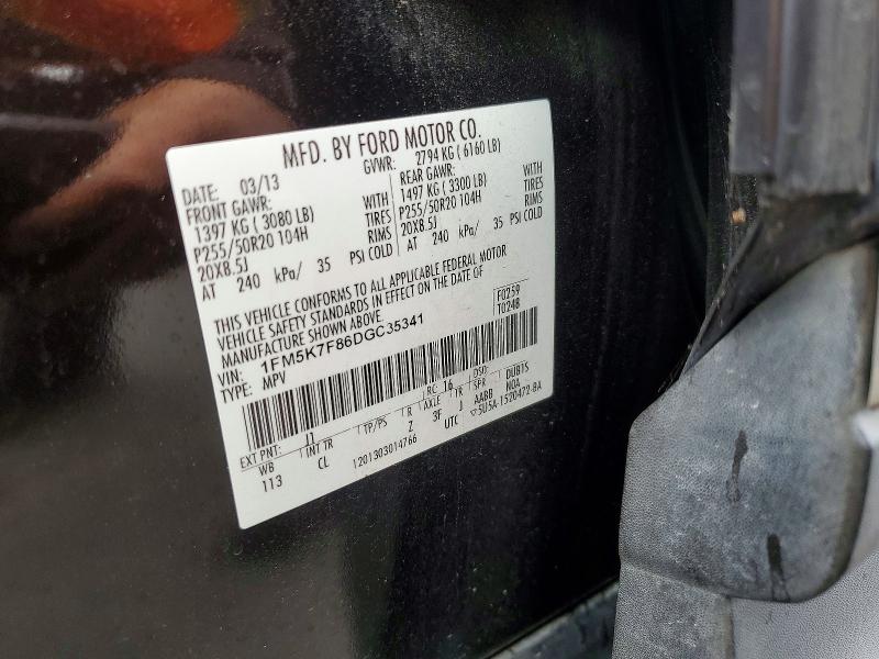 Aukcja sprzedaży 2013 Ford Explorer, vin: 1FM5K7F86DGC35341, numer aukcji: 58906216