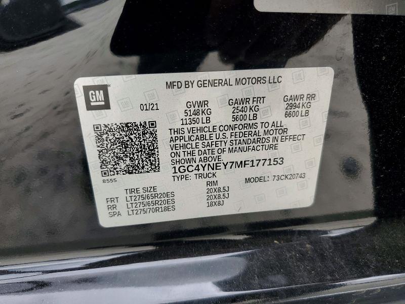 Aukcja sprzedaży 2021 Chevrolet Silverado, vin: 1GC4YNEY7MF177153, numer aukcji: 58743006