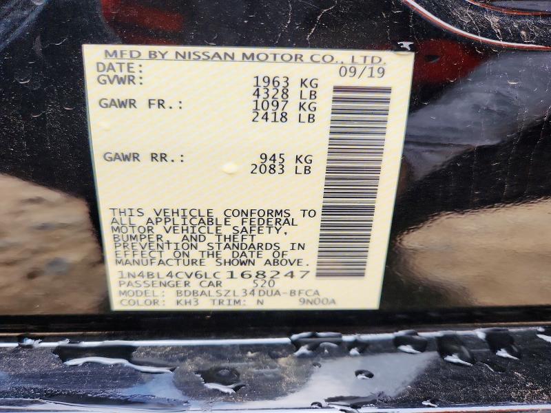 Aukcja sprzedaży 2020 Nissan Altima, vin: 1N4BL4CV6LC168247, numer aukcji: 57677076