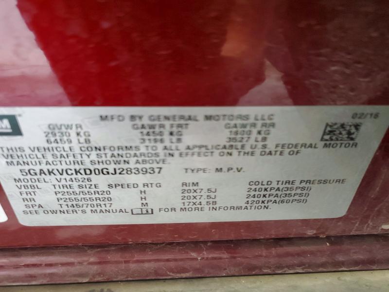 Продажа на аукционе авто 2016 Buick Enclave, vin: 5GAKVCKD0GJ283937, номер лота: 59000586