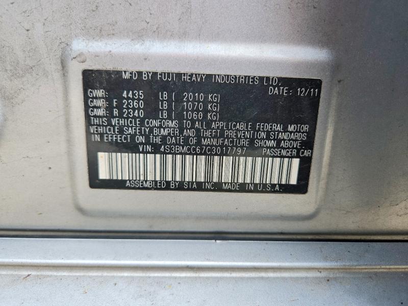 Продажа на аукционе авто 2012 Subaru Legacy, vin: 4S3BMCC67C3017797, номер лота: 59002666