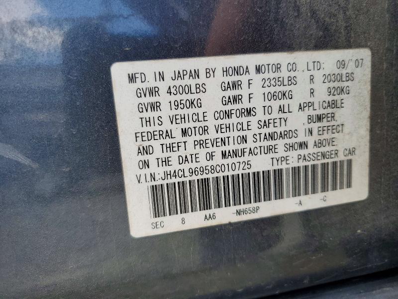 Продаж на аукціоні авто 2008 Acura Tsx, vin: JH4CL96958C010725, номер лоту: 58464226