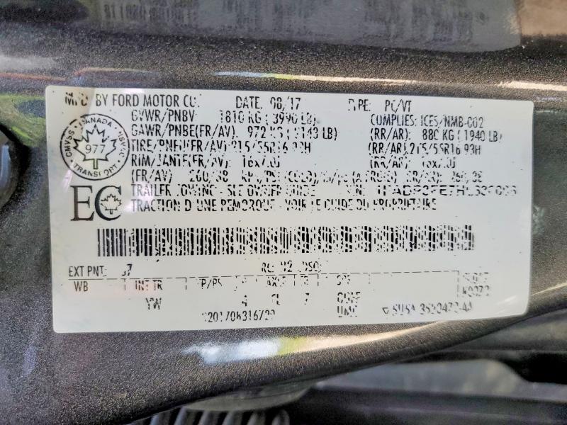 2017 Ford Focus მანქანა იყიდება აუქციონზე, vin: 1FADP3FE7HL330008, აუქციონის ნომერი: 54922306