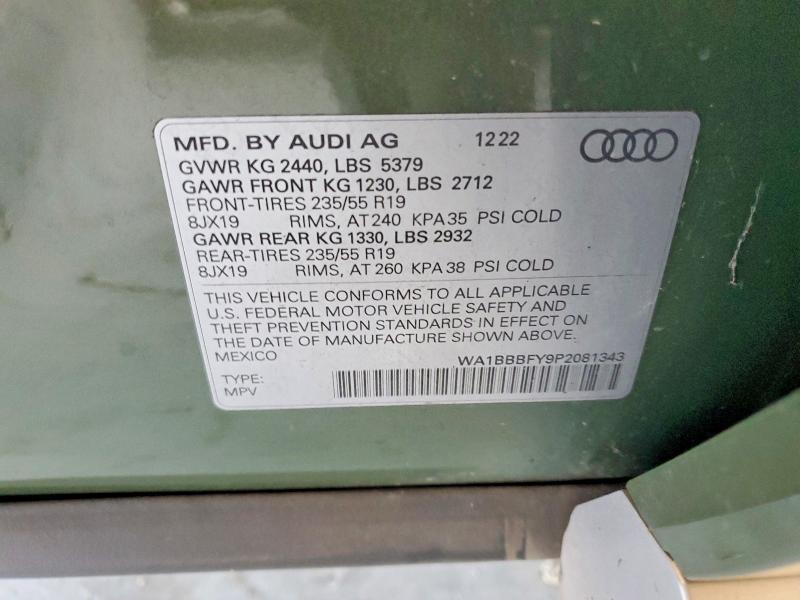 Продаж на аукціоні авто 2023 Audi Q5, vin: WA1BBBFY9P2081343, номер лоту: 57386736