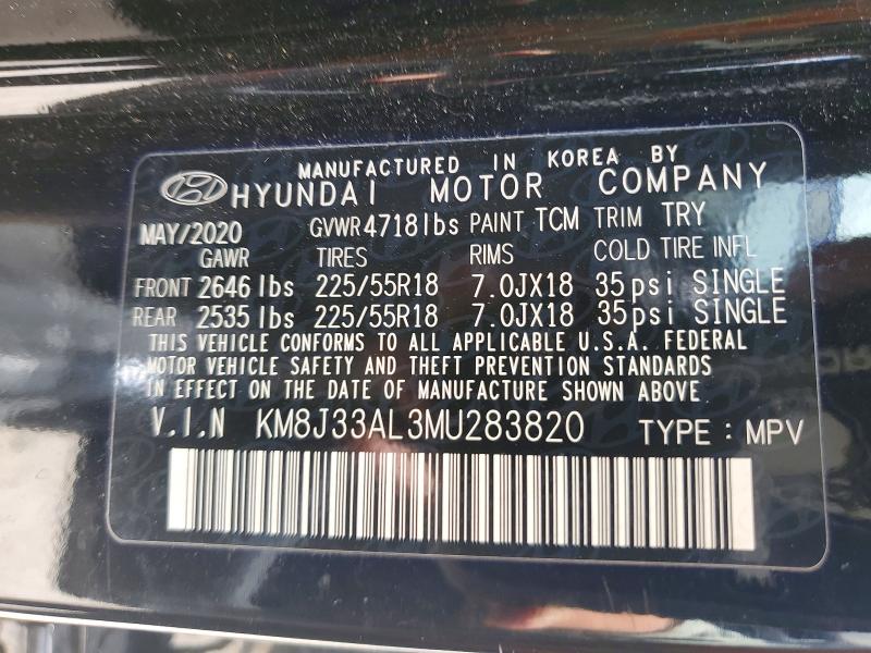 Продажа на аукционе авто 2021 Hyundai Tucson, vin: KM8J33AL3MU283820, номер лота: 55347476