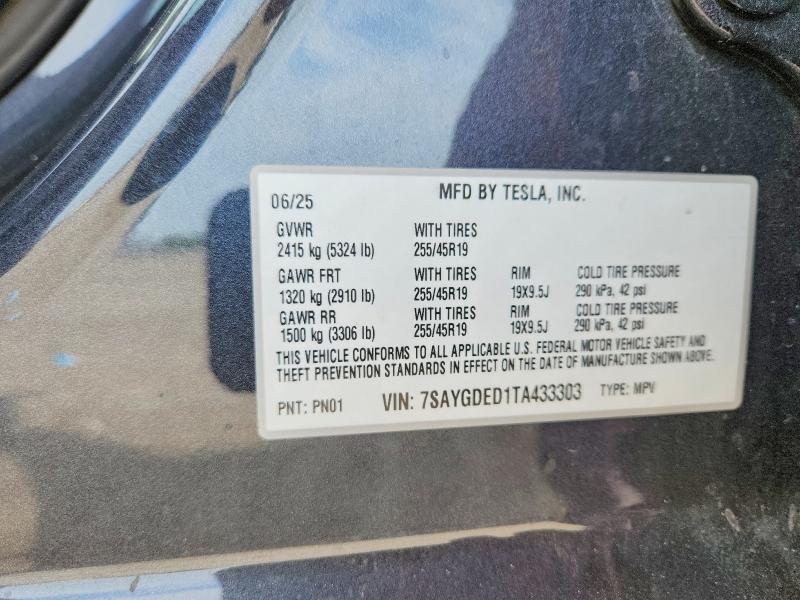 Продажа на аукционе авто 2026 Tesla Model Y, vin: 7SAYGDED1TA433303, номер лота: 56643686