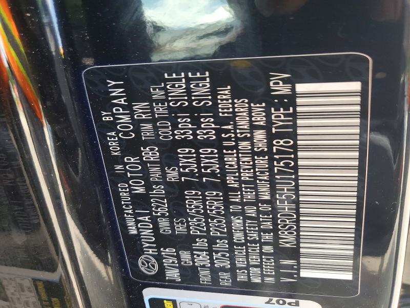 Aukcja sprzedaży 2017 Hyundai Santa Fe, vin: KM8SRDHF5HU175178, numer aukcji: 56293286