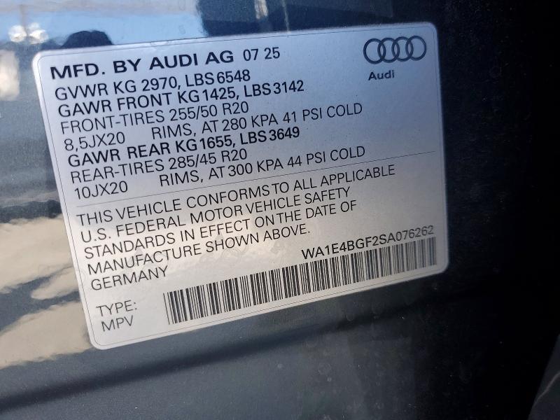 Aukcja sprzedaży 2025 Audi Q6 E-tron, vin: WA1E4BGF2SA076262, numer aukcji: 57950756