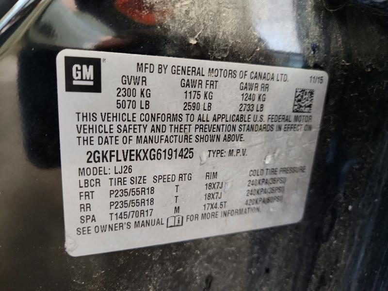 Aukcja sprzedaży 2016 Gmc Terrain, vin: 2GKFLVEKXG6191425, numer aukcji: 59174816