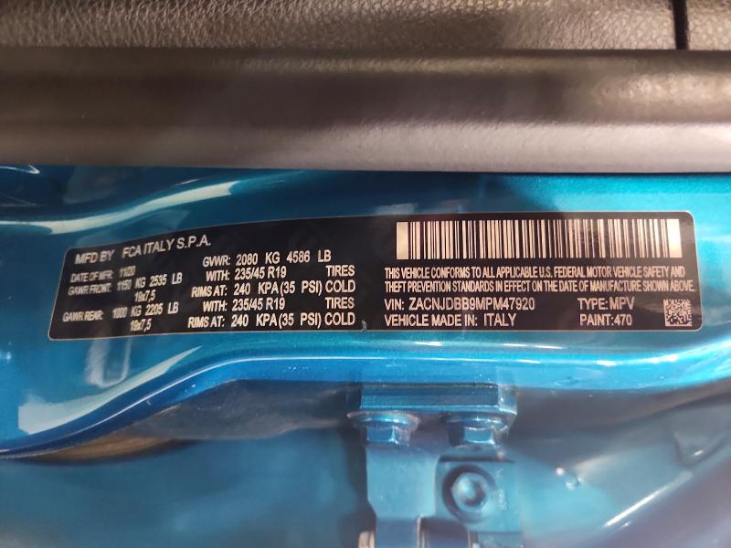 Продаж на аукціоні авто 2021 Jeep Renegade, vin: ZACNJDBB9MPM47920, номер лоту: 58418506