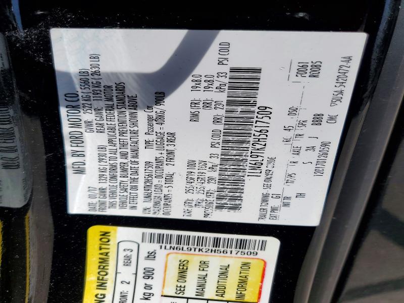55518466 :رقم المزاد ، 1LN6L9TK2H5617509 vin ، 2017 Lincoln Continental مزاد بيع